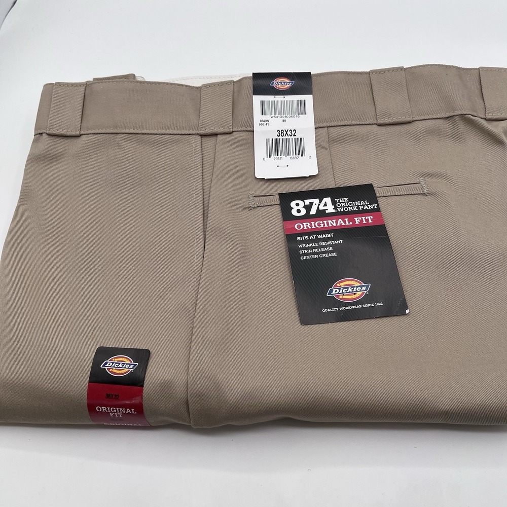 Dickies  Men's Classic Original Fit Work Uniform Pant Khaki Tan NWT 38x 32